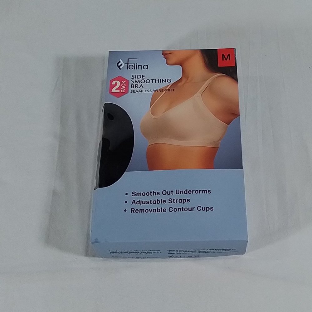 Women's Felina Side Smoothing Bra 2 Pack - Various Sizes- Black/Nude - NIB